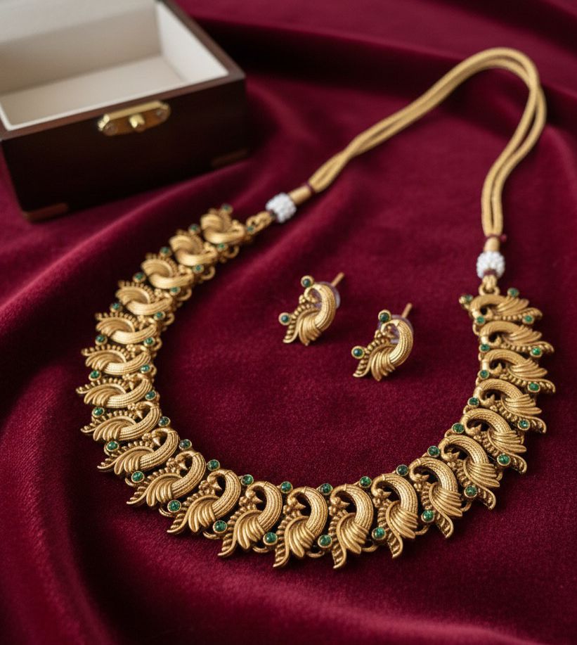 Green Peacock  Head Necklace